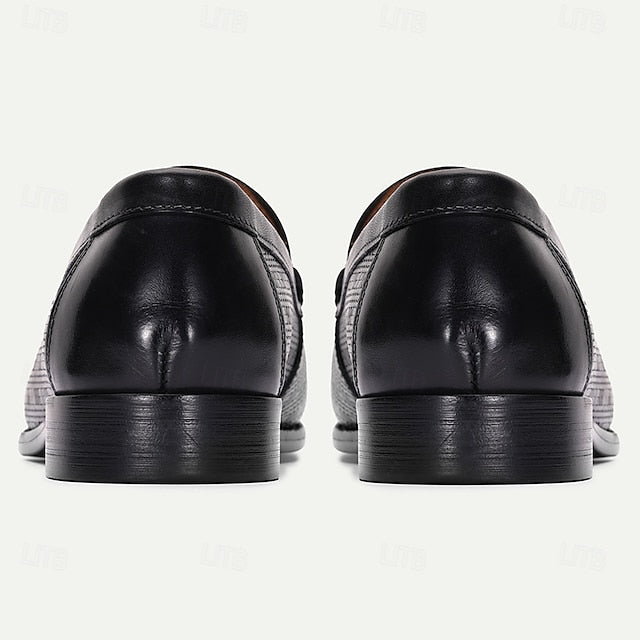 Cowhide Black Premium Loafers Men Crafted from with for Slip-On