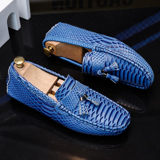 – Printed Loafers Casual White Men's Lightweight Slip-On