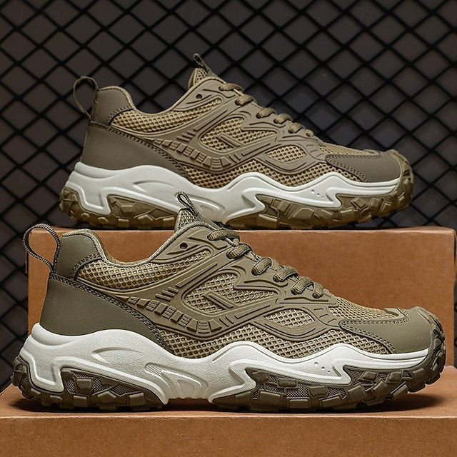 Green Olive Walking Sneakers Hiking - Men's Durable Outdoor
