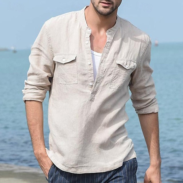 Casual Linen Men's Shirt Cotton