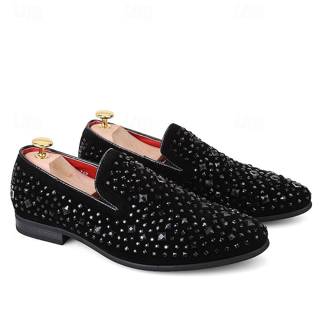 Loafers – Gothic and Prom Velvet Men's Studded Black