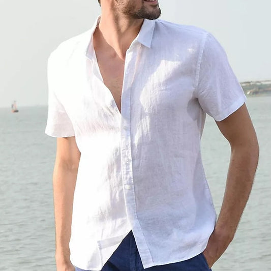 Summer Up Linen Wear Shirt Button Men's Beach