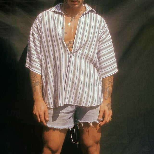 Shirt Up Summer Casual Beach Button Men's