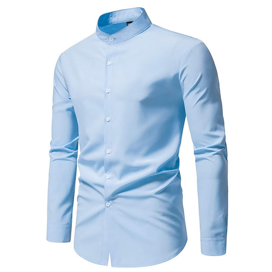 Shirt Mandarin Collar Casual Men's Chinese