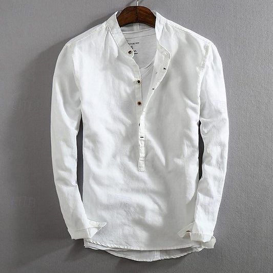 Men's White Cotton Shirt Linen