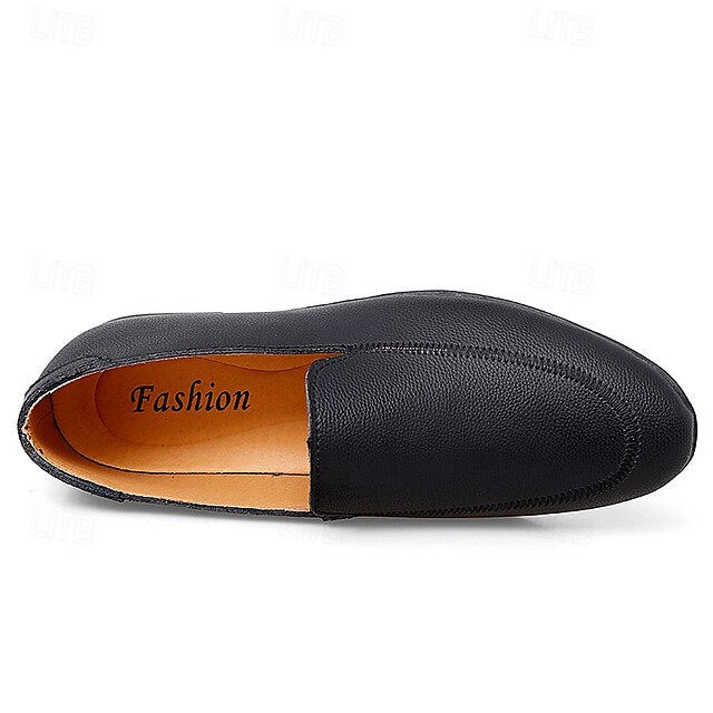 Loafers Shoes - Faux Prom Leather Men's with White Slip-On