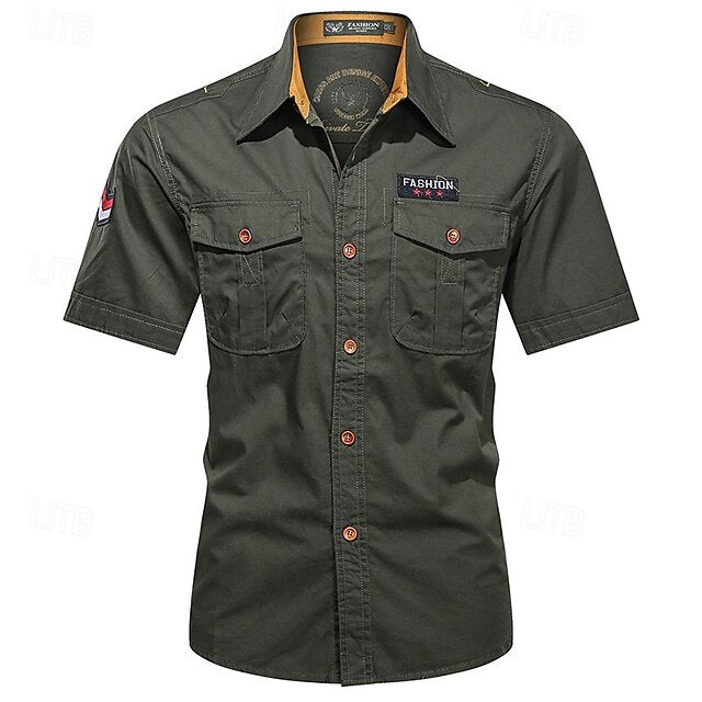 Work Shirts Casual Button Workwear Men's Shirt