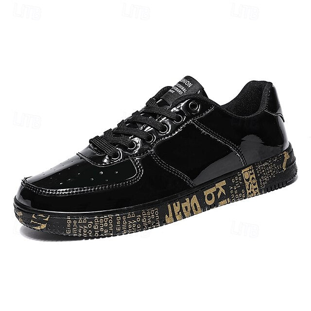 Printed Metallic Gold Sneakers Men's with Sole - Stylish