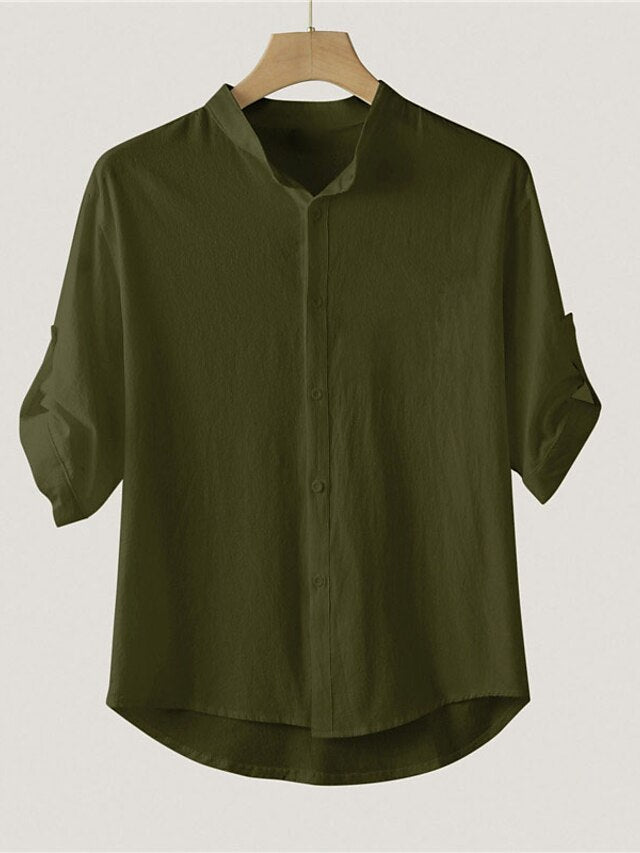 White Cotton Shirt Linen Men's