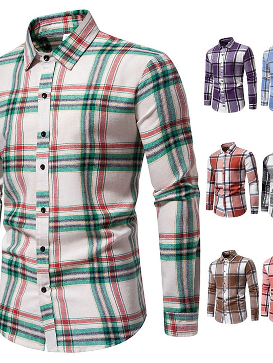 Black Casual Shirts Men's Shirt Red Blue Pink Checked