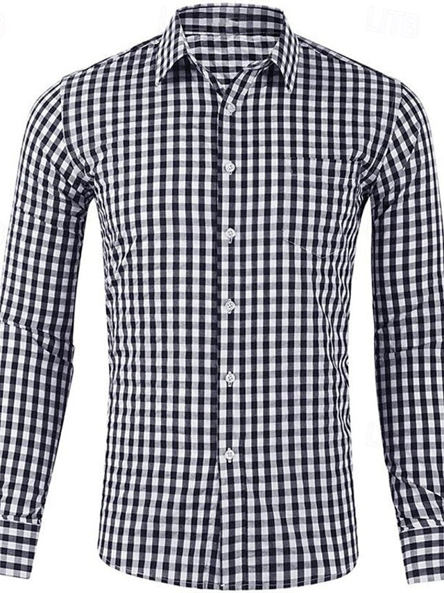 Men's Shirt Shirts Casual Button Checked Up