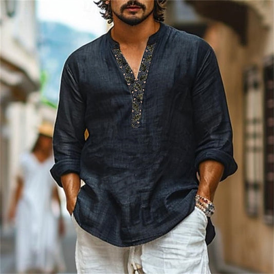 Summer Shirt Men's Popover Plain Beach