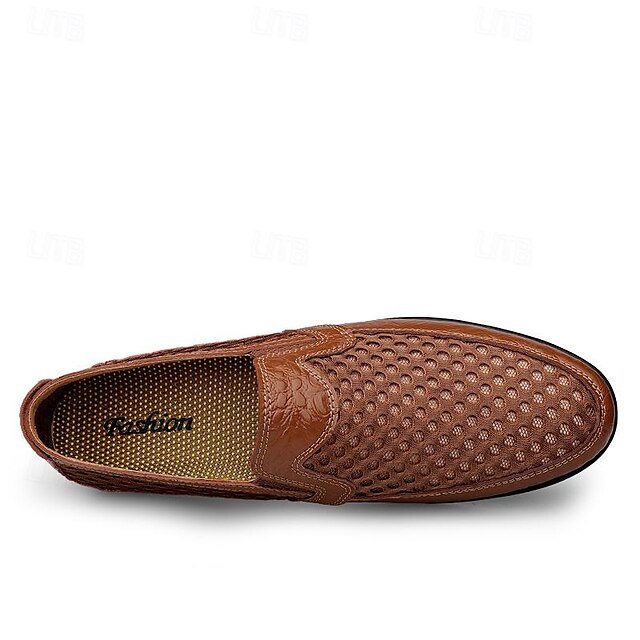 Breathable Men's Leather and Casual Loafers - Slip-On Mesh