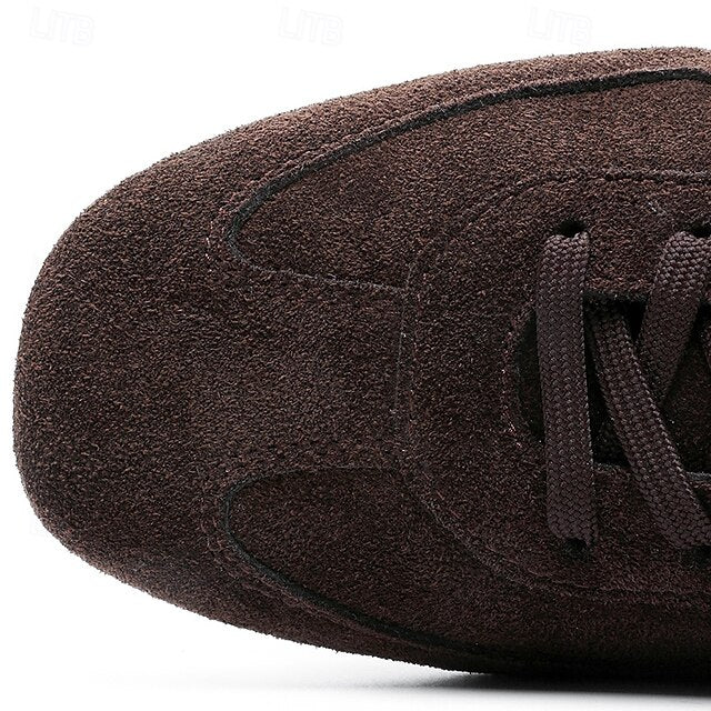 Men's with Rubber White Brown Sneakers Sole Suede Dark