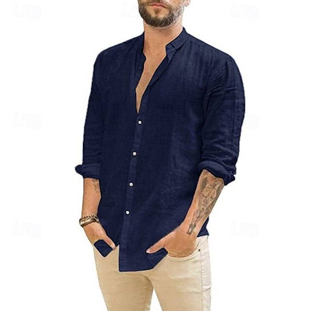 Button Men's Casual Summer Beach Shirt Up