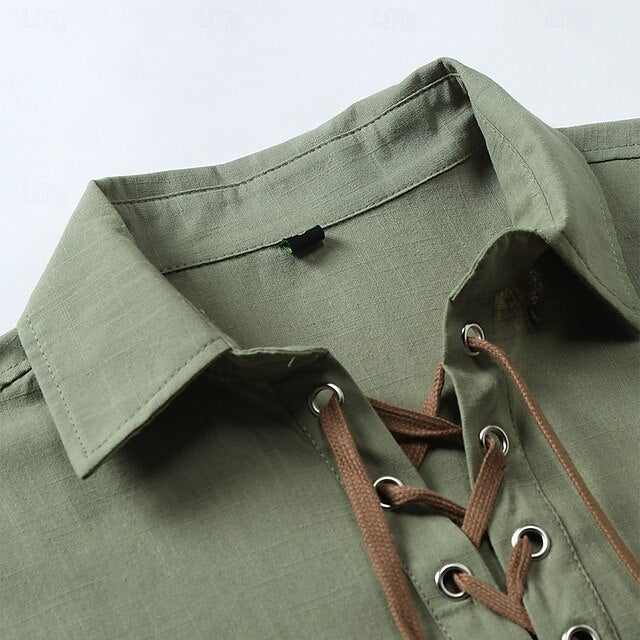 Beach Linen Shirt Summer Plain Men's