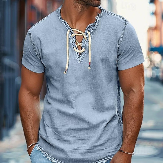 Dark Denim Chambray Shirt Men's Summer