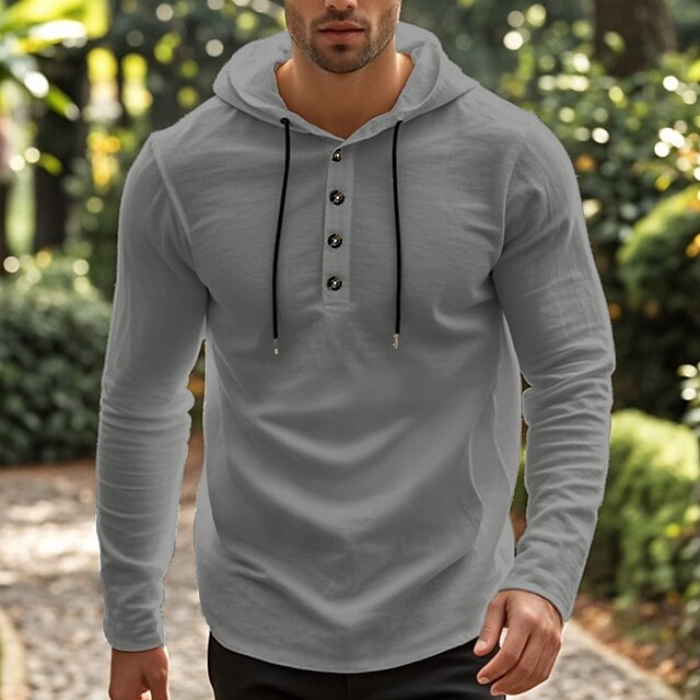 Beach Men's Shirt Solid Wear Color Plain Hooded /
