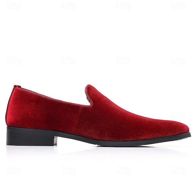 Red Dress Velvet Men's Shoes Slip-On