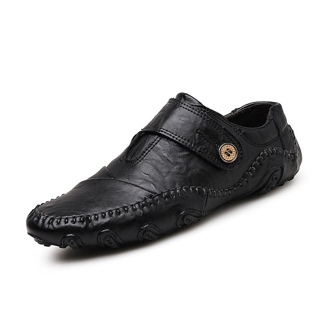 Leather Hand-Stitched Faux Soft Slip-On – Men's Moccasins
