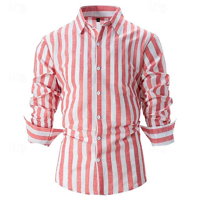 Shirt Summer Casual Beach Men's Up Button