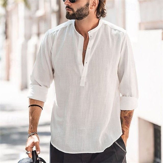 Shirt Beach Summer Casual Popover Men's