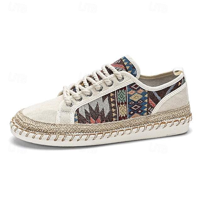Casual with and Jute Men's Print Tribal Sneakers Canvas