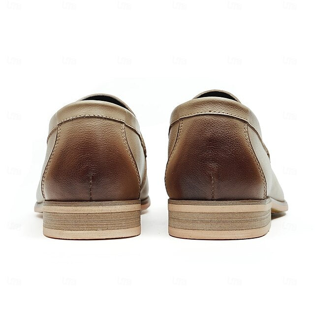 Leather Elegant Loafers Men's Tassel Genuine Slip-On -