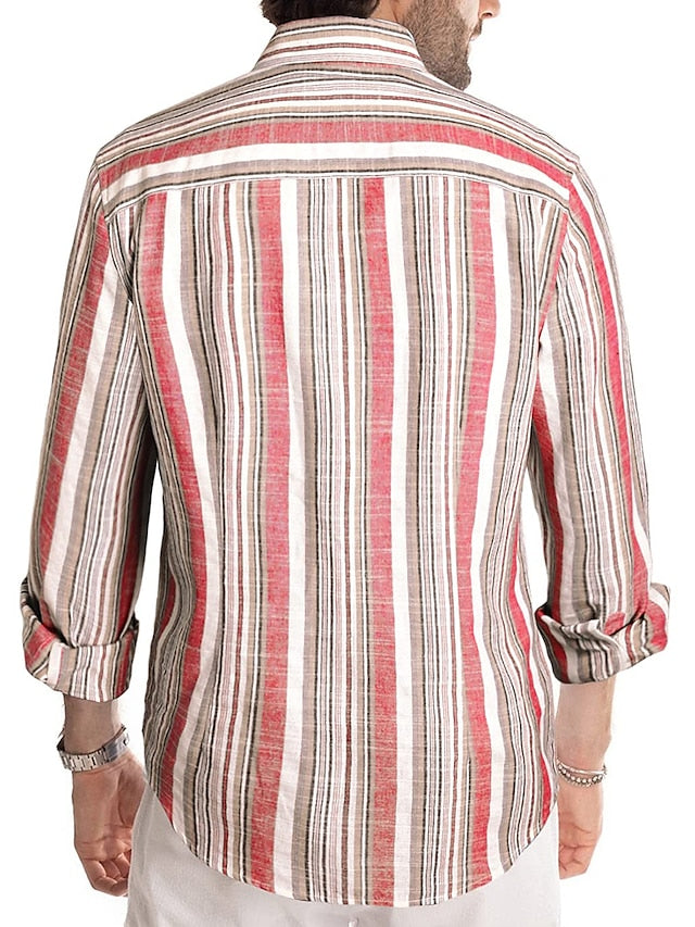 Striped Button Shirt Casual Shirts Men's Up