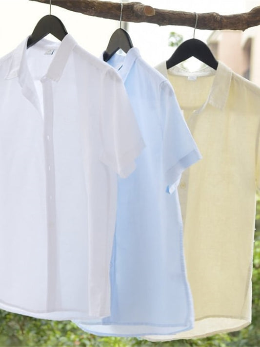 Men's Button Linen Up Wear Summer Beach Shirt