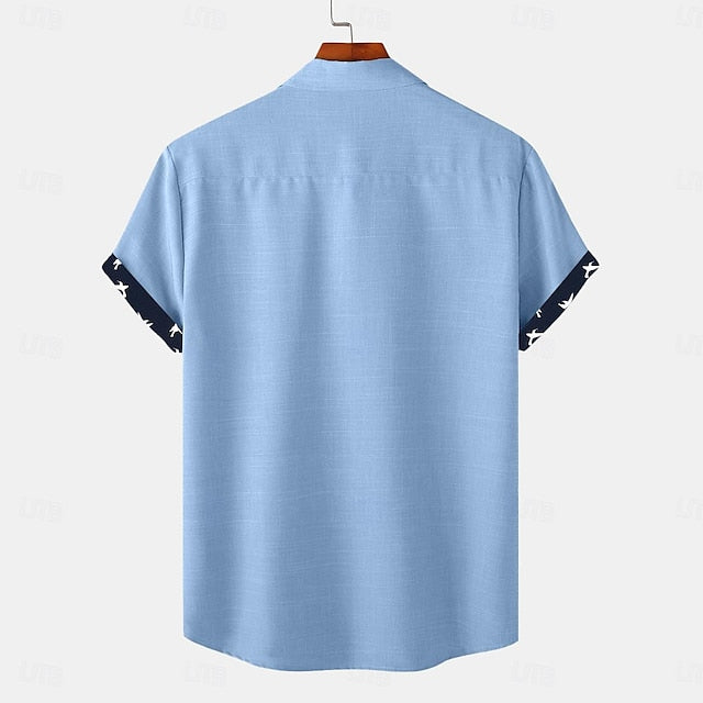 Summer Shirt Men's Up Button Beach Wear Linen
