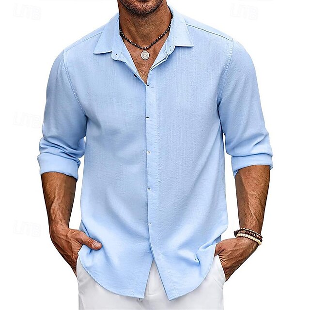 Button Up Beach Casual Shirt Summer Men's