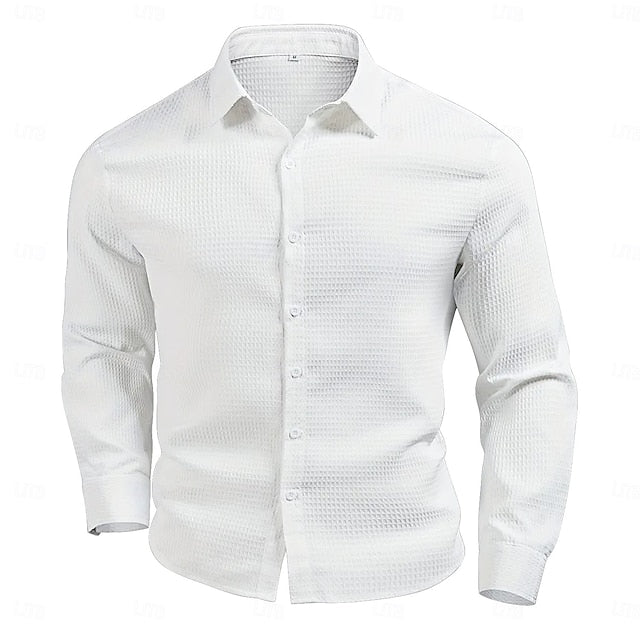 Men's Summer Knit Casual Shirt Waffle