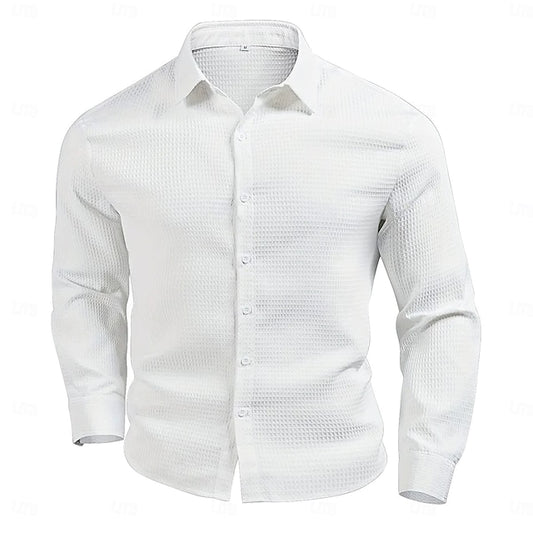 Men's Summer Knit Casual Shirt Waffle