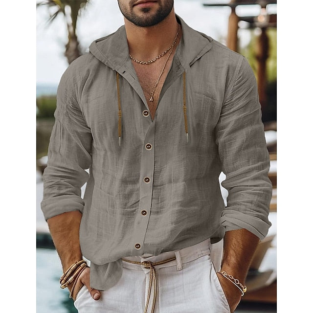 Wear Summer Up Beach Button Linen Men's Shirt