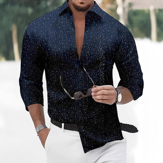 Men's Shirt Button Casual Up Black Summer