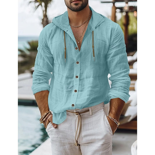 Wear Summer Up Beach Button Linen Men's Shirt