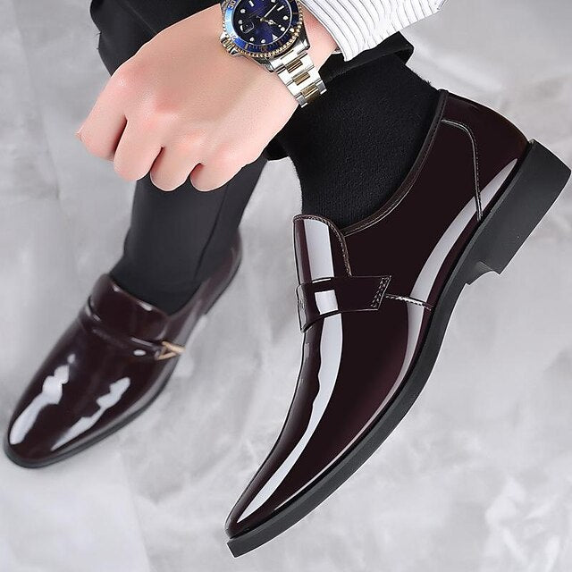 Shoes Pattern Men's Crocodile Patent Leather Dress Black