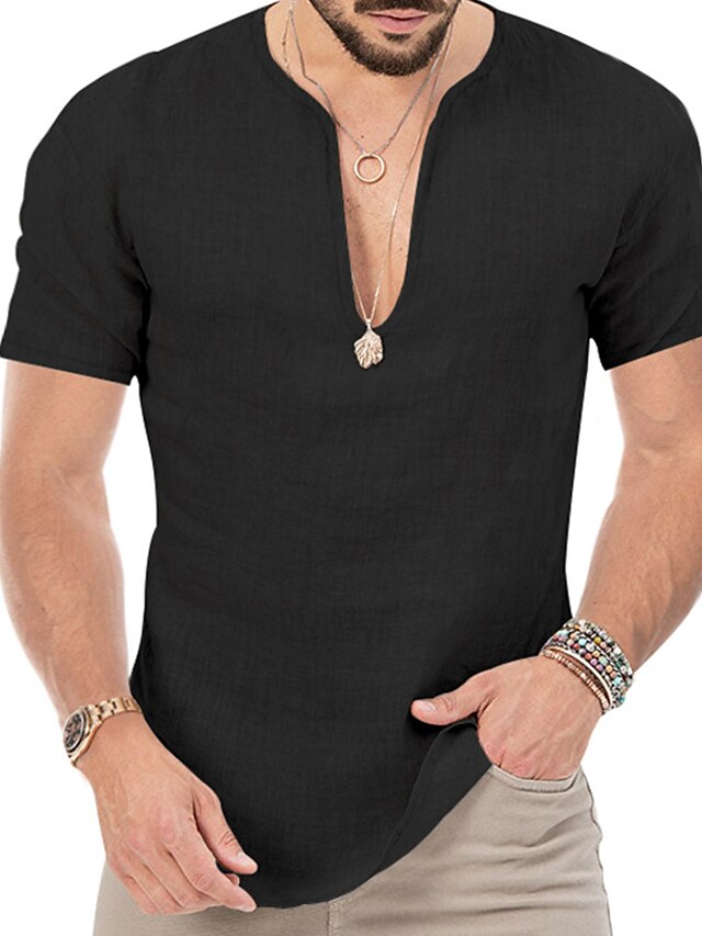 Men's Hawaiian Shirt Summer Plain Casual Beach