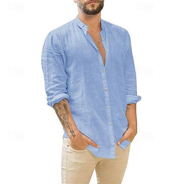 Linen Shirt Men's Beach Cotton Summer