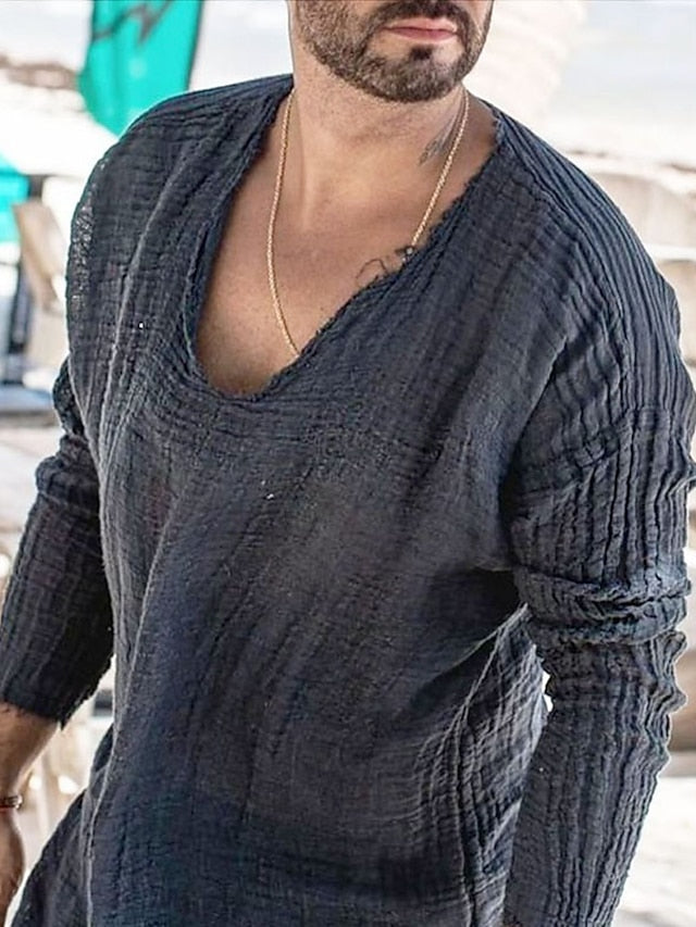 Men's Beach Cotton Casual Linen Summer Shirt