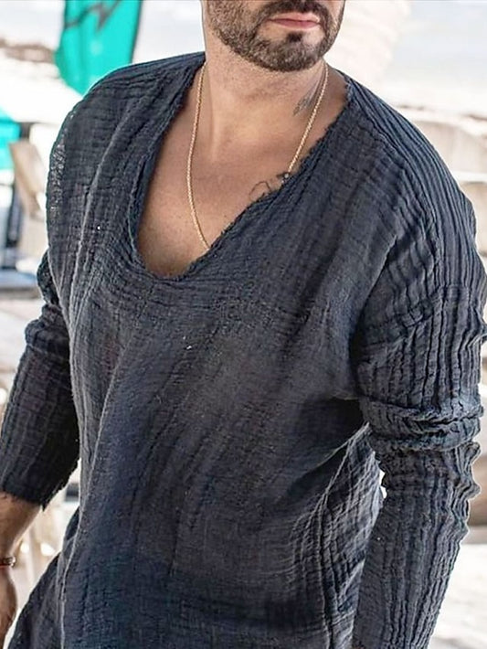 Men's Beach Cotton Casual Linen Summer Shirt