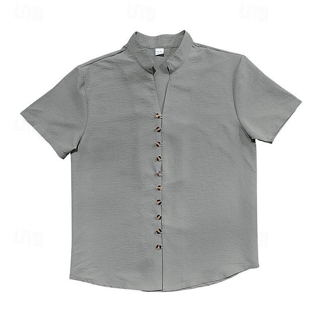 Mandarin Chinese Linen Men's Collar Shirt