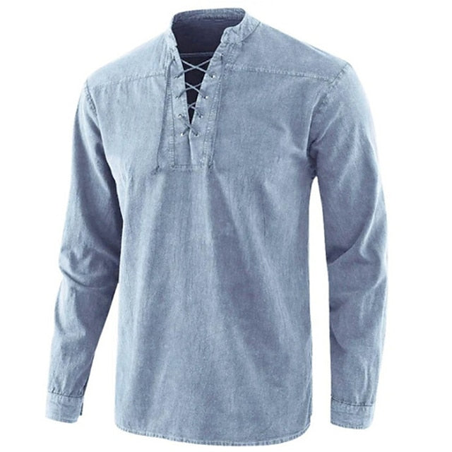 Collar Summer Band Men's Light Black Shirt
