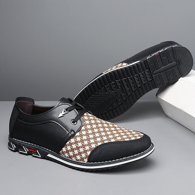 Faux Red Leather Pattern Black Houndstooth Men's and