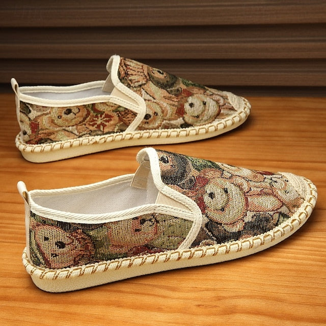 Shoes with Print Canvas Men's Animal Espadrille Slip-On