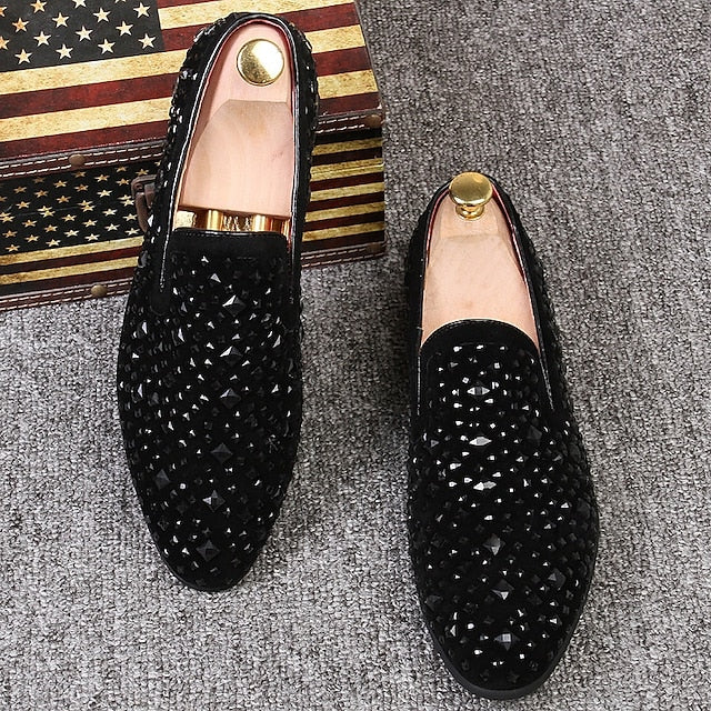 Loafers – Gothic and Prom Velvet Men's Studded Black