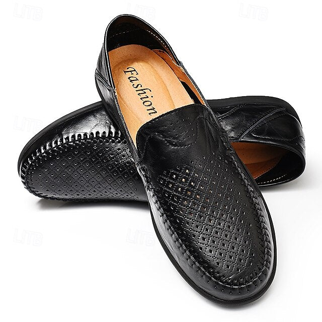 Loafers Faux - Breathable Perforated Men's Leather