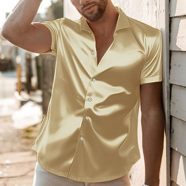 Blue Shirt Plain Turndown Dark Jeans Long Men's Sleeve