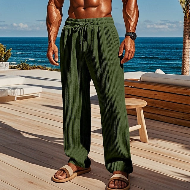 Pocket Trousers Drawstring Men's Elastic Pants Casual Waist
